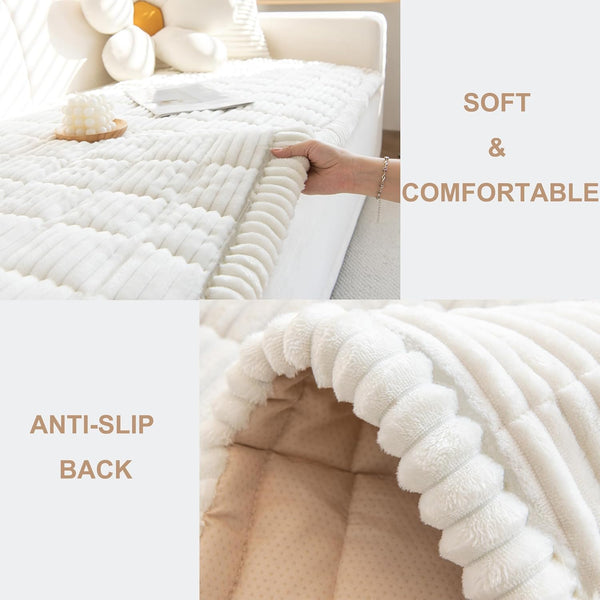 Pet Couch Cover, Couch Covers for Dogs, Washable Dog Sofa Covers Couch Protector, Fuzzy Non Slip Couch Slipcover Pet Friendly (White, 27.6" X 59.1")
